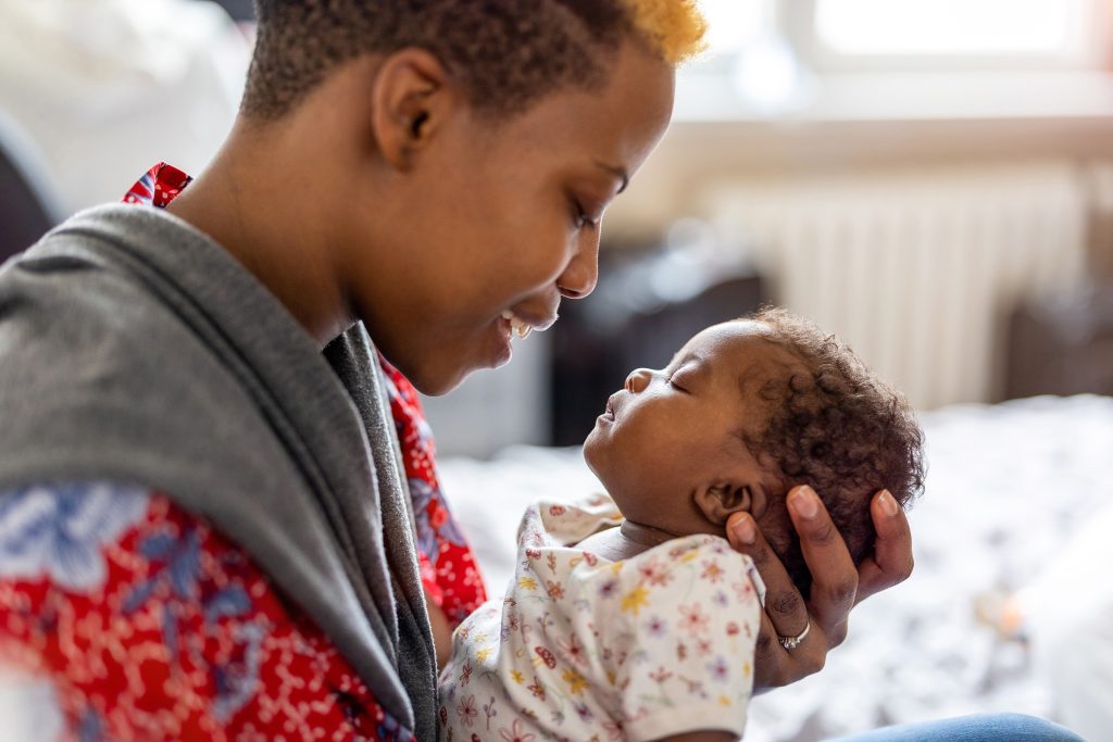black mother and infant